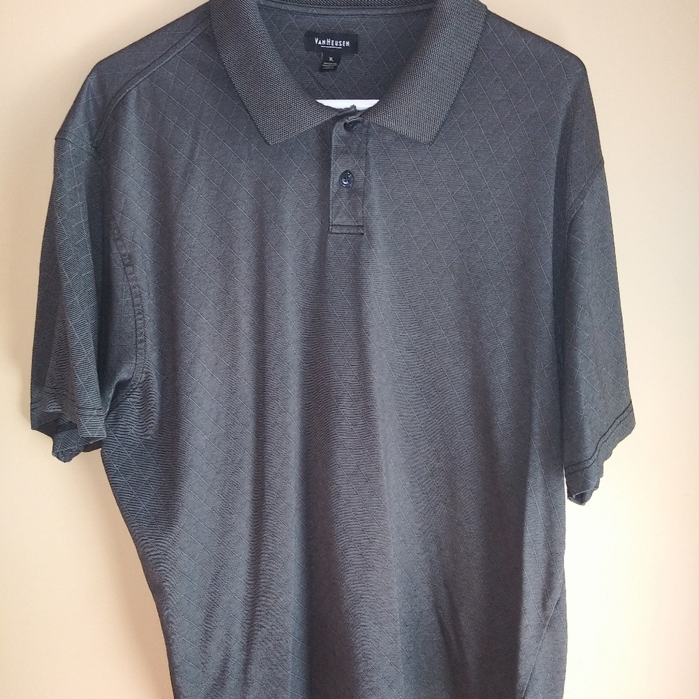 Van Heusen Men's Polo Shirt Gray Pattern XL